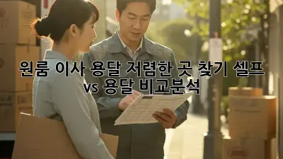 원룸 이사, 용달 저렴한 곳 찾기: 셀프 vs 용달 비교분석